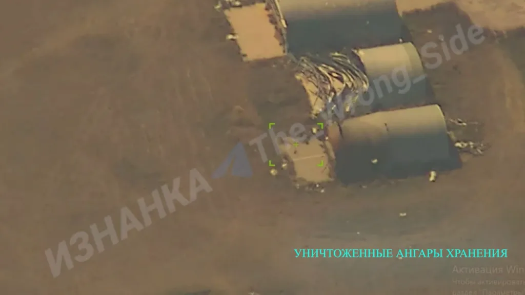 Последствия удара ОТРК "Искандер-М" по ангарам с украинскими беспилотниками и самолетам Як-52 на территории небольшого аэродрома "Каменка" в Днепропетровске