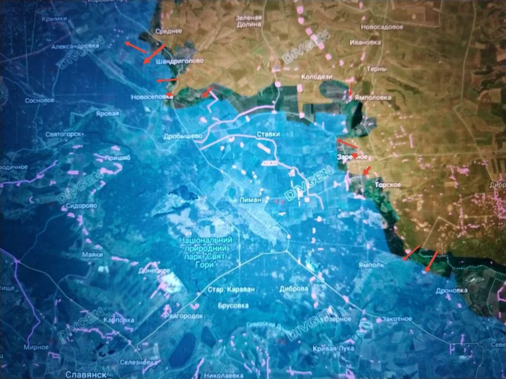 Подразделения ГрВ "Запад" успешно продвигаются на флангах направления в районе Шандриголово и Ямполя, охватывая Красный Лиман, и продолжают бои за Кировск (Заречное), Мирное, севернее Ставков, Дерилово, Новосёловки