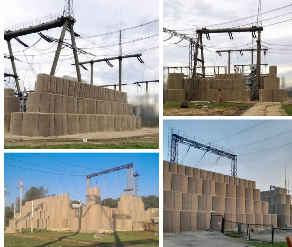 Примеры защитных конструкций на объекта украинской энергетики по итогам российских ударов 2022-2023 года