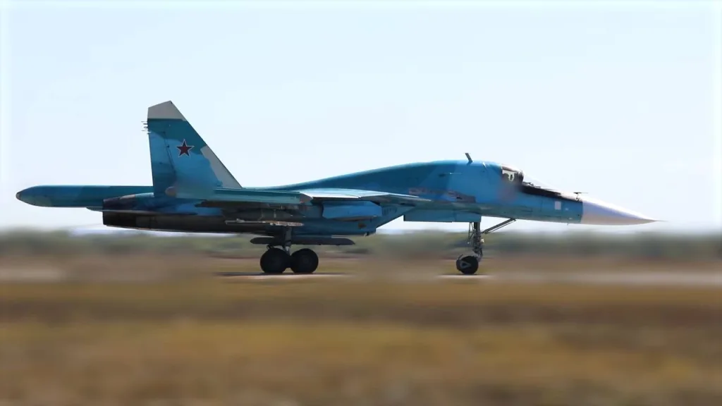 Боевой вылет истребителя-бомбардировщика Су-34 на применение четырёх ФАБ-500Т с УМПК в интересах группировки войск «Юг»