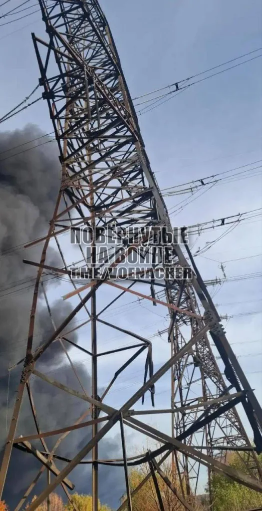 Последствия ударов дронов-камикадзе «Герань-2 по Ладыжинской ТЭС в Винницкой области