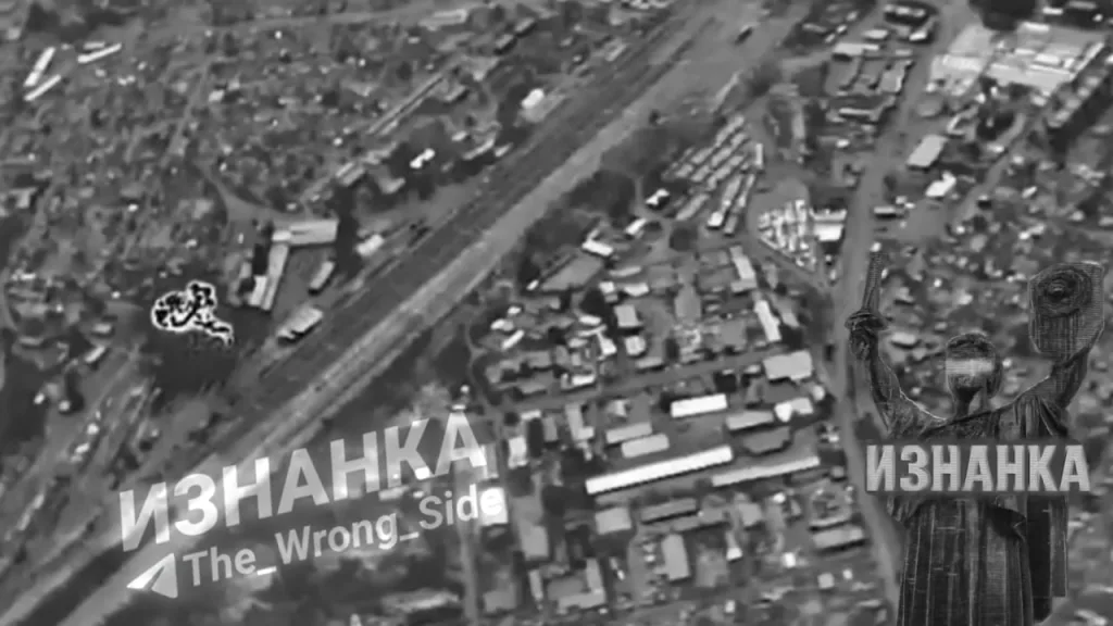 Работа "Гераней-2" по железнодорожному депо в городе Лозовая Харьковской области