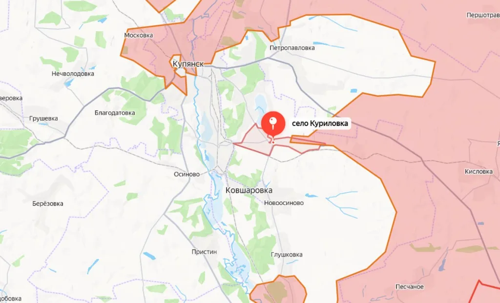 Штурмовики ВС РФ с флагом на северо-восточной окраине Куриловки.