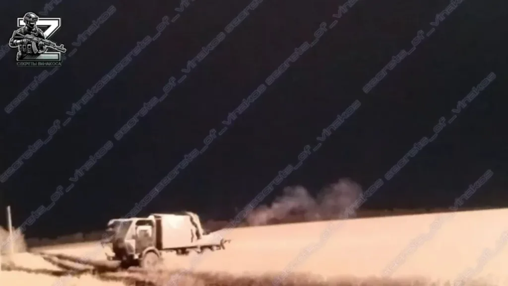 Работа ЗУ-23-2 с тепловизором мобильной огневой группы ВС РФ по украинским дронам-камикадзе