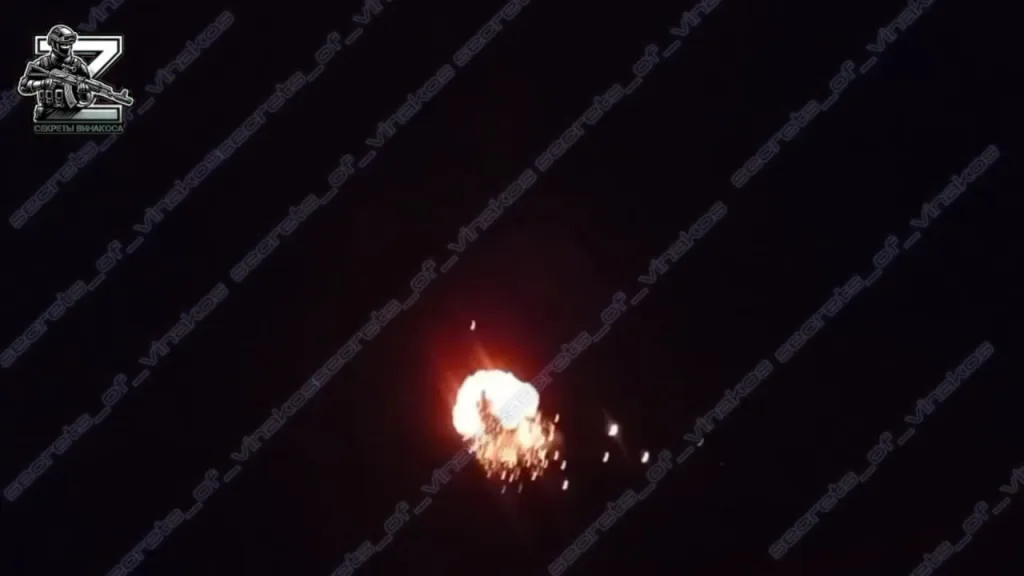 Работа ЗУ-23-2 с тепловизором мобильной огневой группы ВС РФ по украинским дронам-камикадзе