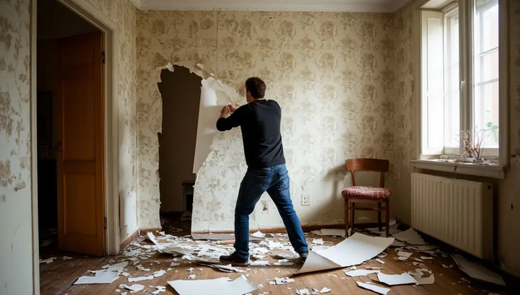 Снимаю старые обои быстро и без усилий: применяю исключительно этот способ — они отходят целыми слоями без необходимости в воде и шпателе