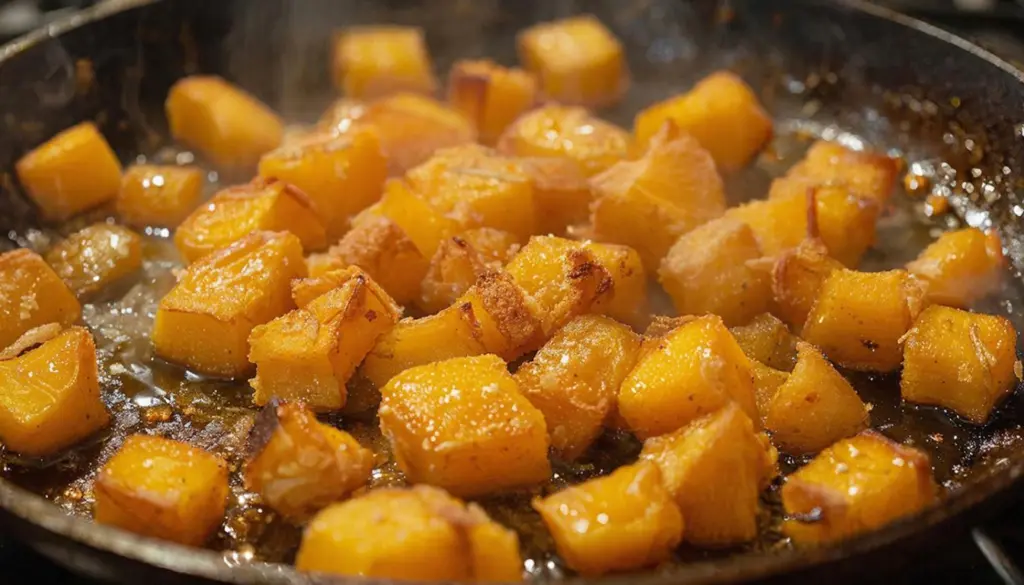 Обжариваю тыкву на сковороде до золотистой корочки — и вкус напоминает спелое манго: больше никогда не стану варить