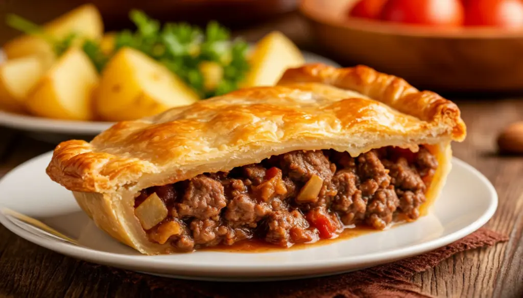 Быстрый мясной пирог с картофелем – это мягкое бездрожжевое тесто и аппетитная сочная начинка, готовый всего за один час