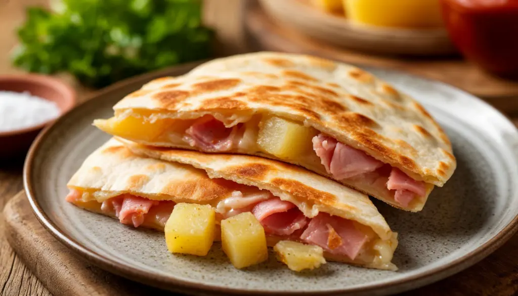 Кесадилья с картошкой и ветчиной – простая еда, которая станет супер вкусным ужином за 15 минут 