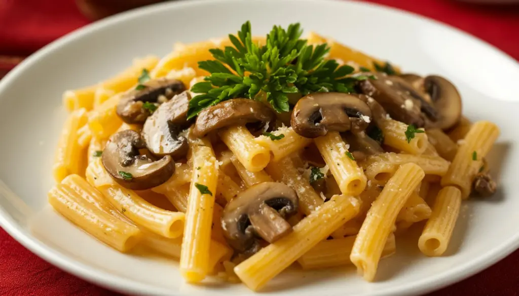Отличный ужин: Приготовим питательную пасту с грибами и творожным сыром — легкое и аппетитное блюдо
