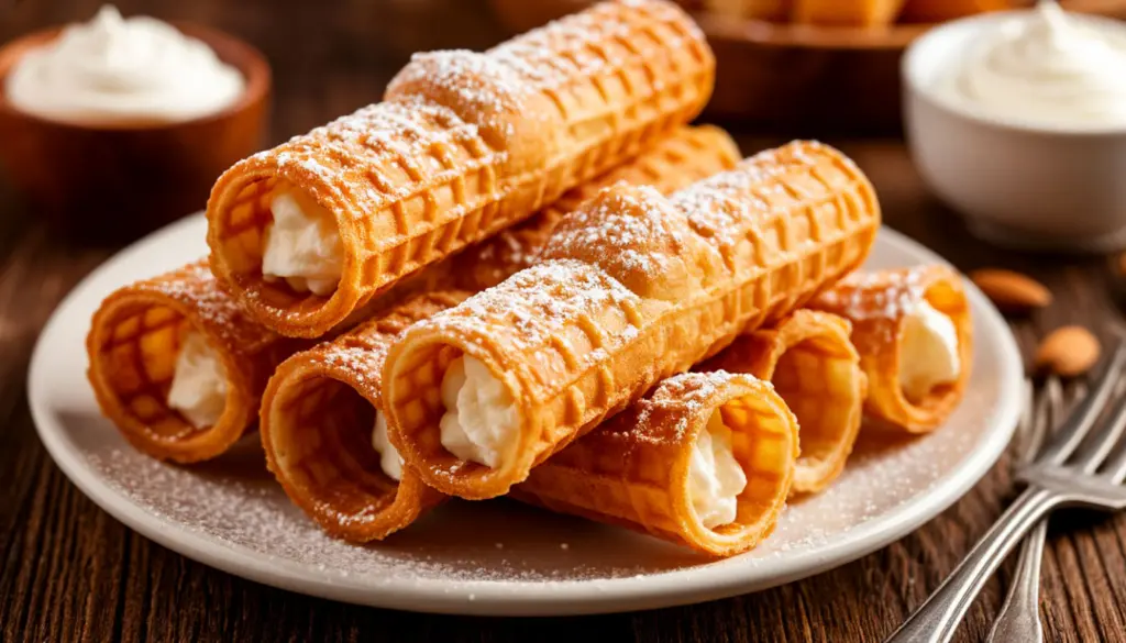 Вафельные трубочки на стандартной сковороде! Как в детстве – хрустящие, полностью заполненные кремом, и готовятся без использования вафельницы