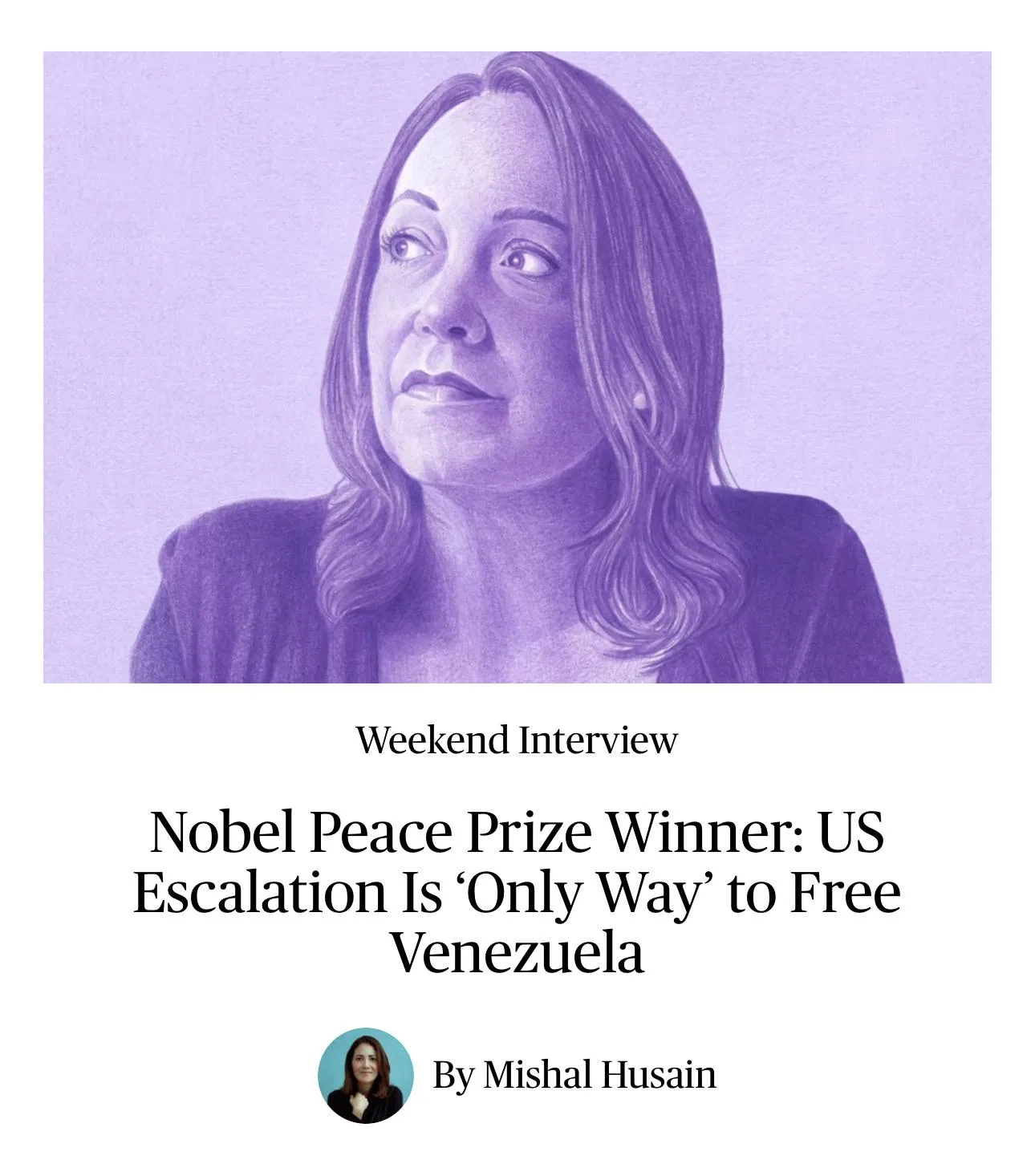 Эскалация со стороны США – «единственный способ» освободить Венесуэлу, заявила лидер венесуэльской оппозиции Мария Корина Мачадо в интервью Bloomberg