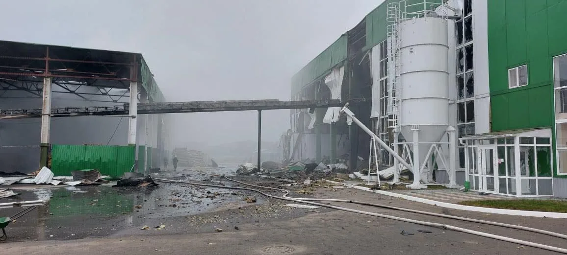 ТЭЦ, принадлежащая компании "Клиар Энерджи", после ночного налета "Гераней"