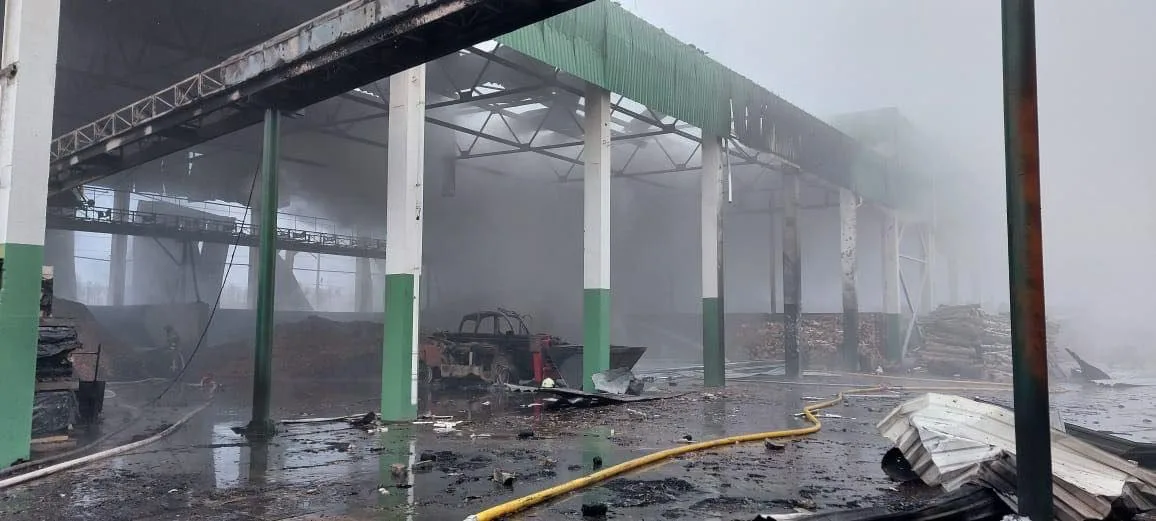 ТЭЦ, принадлежащая компании "Клиар Энерджи", после ночного налета "Гераней"