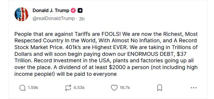 Трамп пообещал каждому американцу по $2000