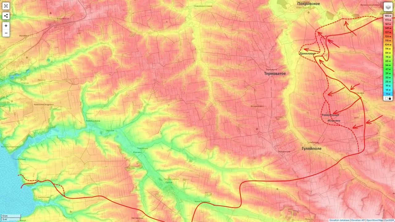 Юрий Подоляка - Покровско-Гуляйпольское направление на 11.00 13.11.25: Даниловка — трасса Покровское - Гуляйполе физически перерезана