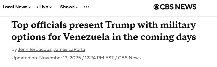 Топ-чиновники представили Трампу военные варианты ударов по Венесуэле — CBS News