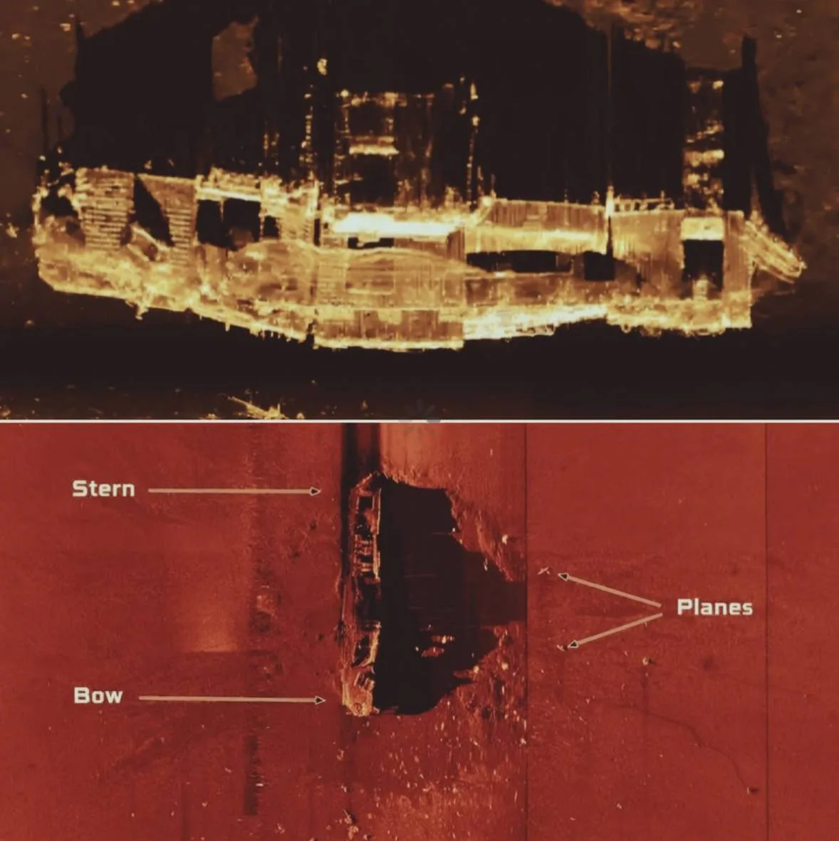 Авианосец CV-7 Wasp лежит на глубине почти на 4,2 км на дне Кораллового моря, где его нашли в 2019 году