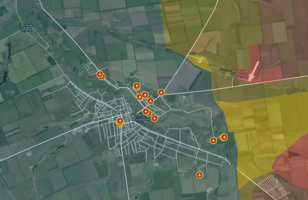 Зафиксированные за последние пару дней авиаудары по позициям ВСУ в Гуляйполе и на его окрестностях