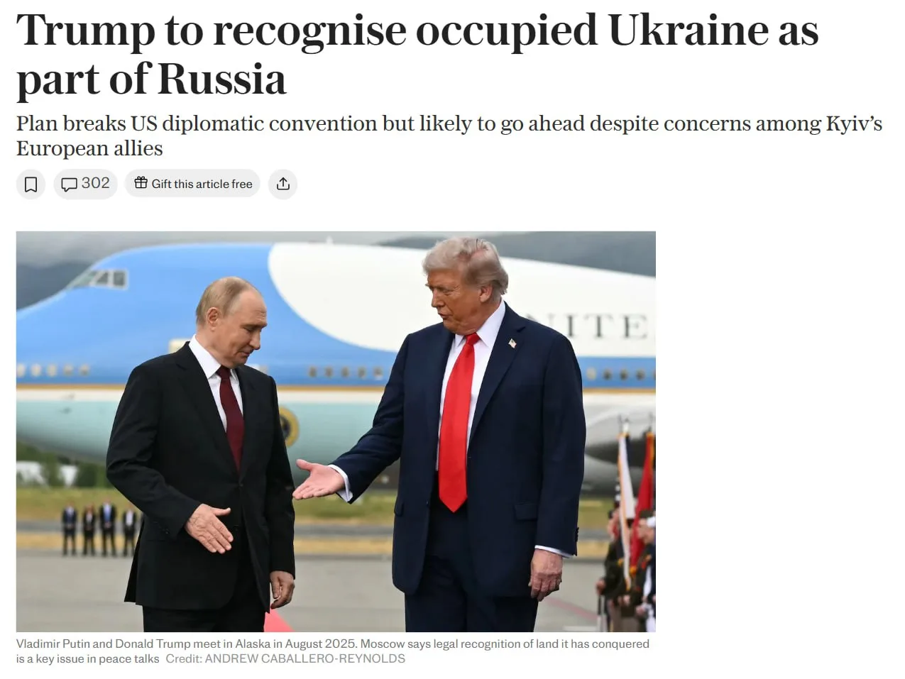 Трамп готов признать контроль России над Крымом и другими занятыми территориями, чтобы положить конец войне — The Telegraph