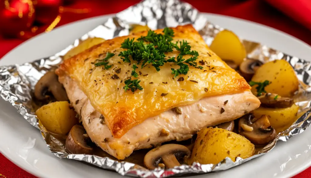 Новогоднее горячее без особых усилий и затрат времени: порционные «конверты» с курицей, картофелем и грибами