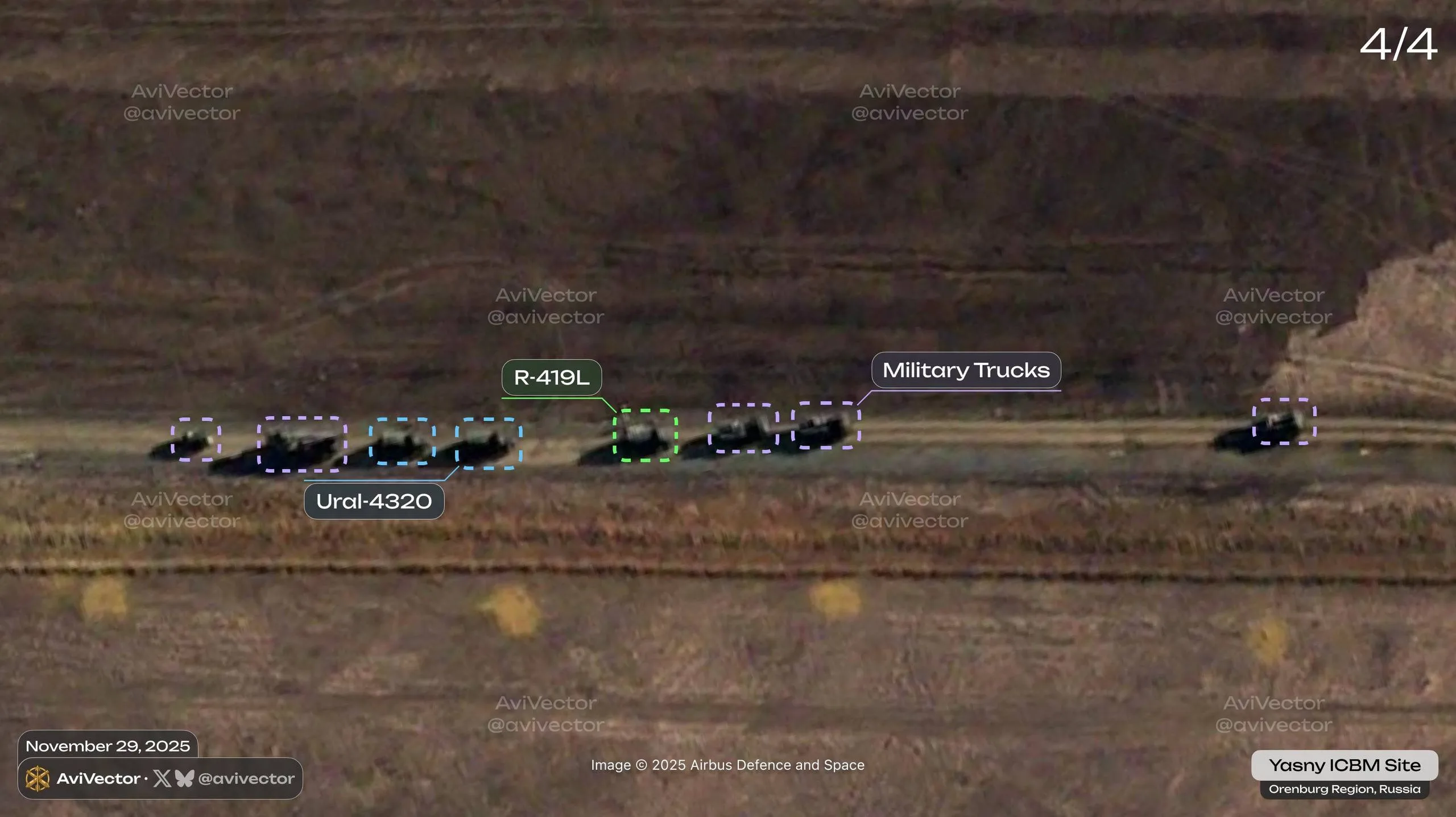 Спутниковые снимки места падения МБР в результате неудачного испытательного запуска на полигоне Ясный в Оренбургской области, сделанные на следующий день