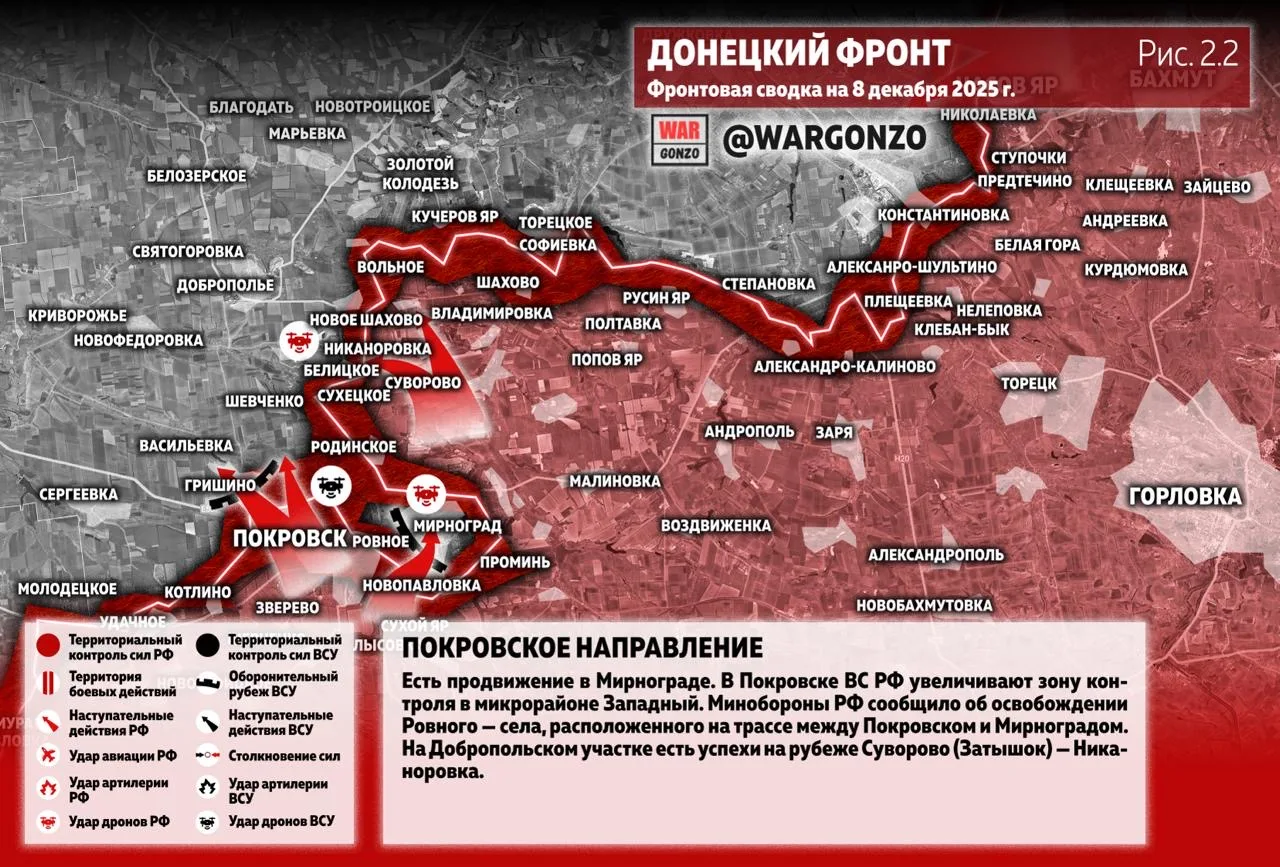 Варгонзо: Фронтовая сводка на утро 08.12.25