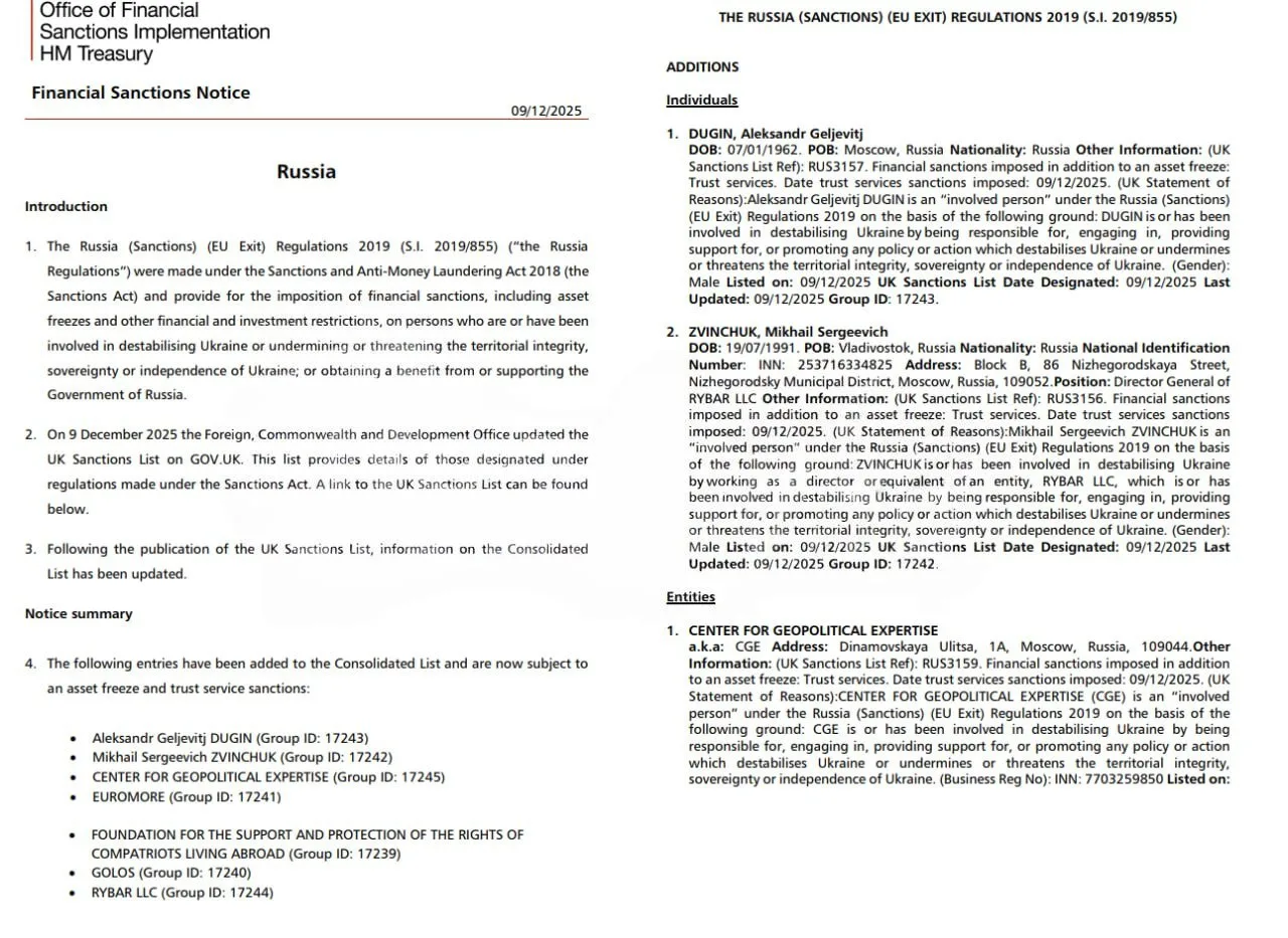 За что нам выдали британские санкции?