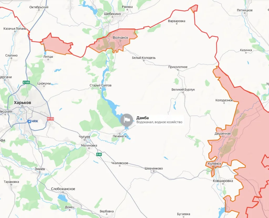 Результат ракетного удара ВС РФ по плотине Печорского водохранилища в Харьковской области