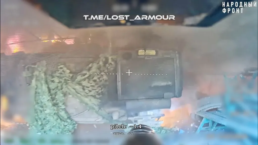 Уничтожение FPV-дронами шведской БМП CV9040C ВСУ, припрятанной противником в ангаре у села Мирополье Сумской области возле границы с Курской областью