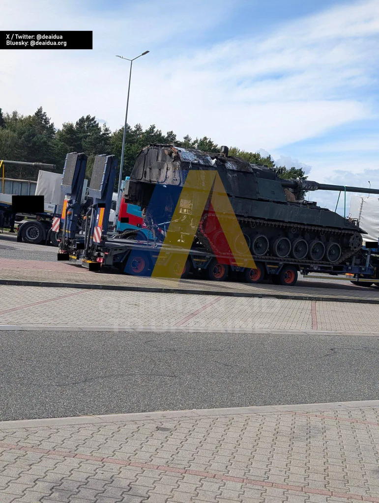 Транспортировка нескольких повреждённых 155-мм САУ PzH 2000 ВСУ для проведения ремонтно-восстановительных работ на территории Германии