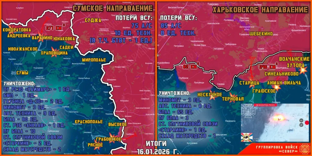 Фронтовая сводка на 17 января 2026 года от группировка войск «Север»
