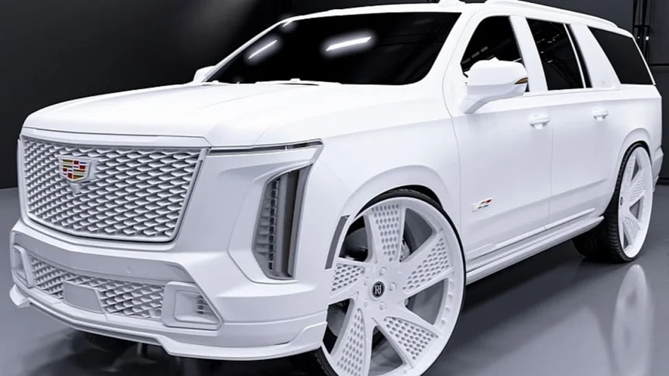Виртуальный Cadillac Escalade Snowfall: белоснежный внедорожник на 28-дюймовых дисках