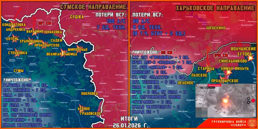 Фронтовая сводка на 27 января 2026 года от группировки Север
