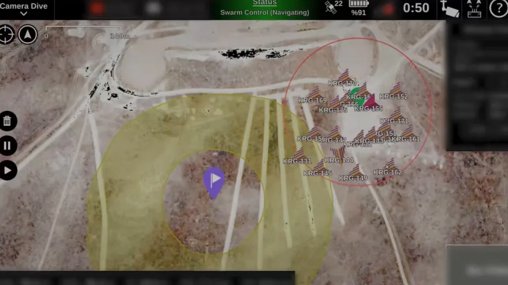 Испытание роя из 20 дронов-камикадзе KARGU от турецкой компании STM