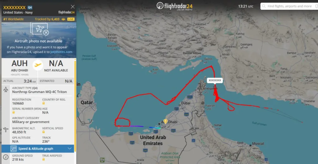 Иранский дрононосец Shahid Bagheri ("Шахид Багери") был замечен недалеко от порта Бендер-Аббас в Персидском заливе, где летает американский разведывательный БПЛА MQ-4C Triton