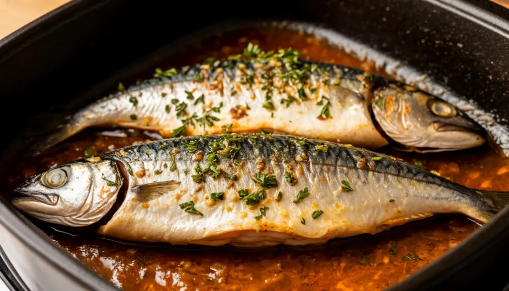 Скумбрия, запеченная в духовке или приготовленная на углях: маринуем с лимоном и специями — в результате выходит нежная рыба с аппетитной золотистой корочкой