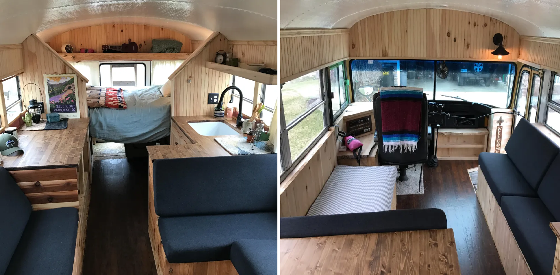 Американская пара превратила школьный автобус в дом на колесах за 5 месяцев и 1,5 млн рублей