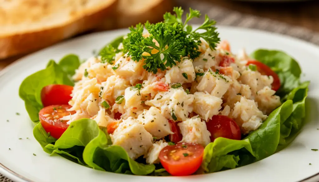 Крабовый салат «Заячья шубка» без привычного риса удивит своим вкусом и быстро исчезнет со стола