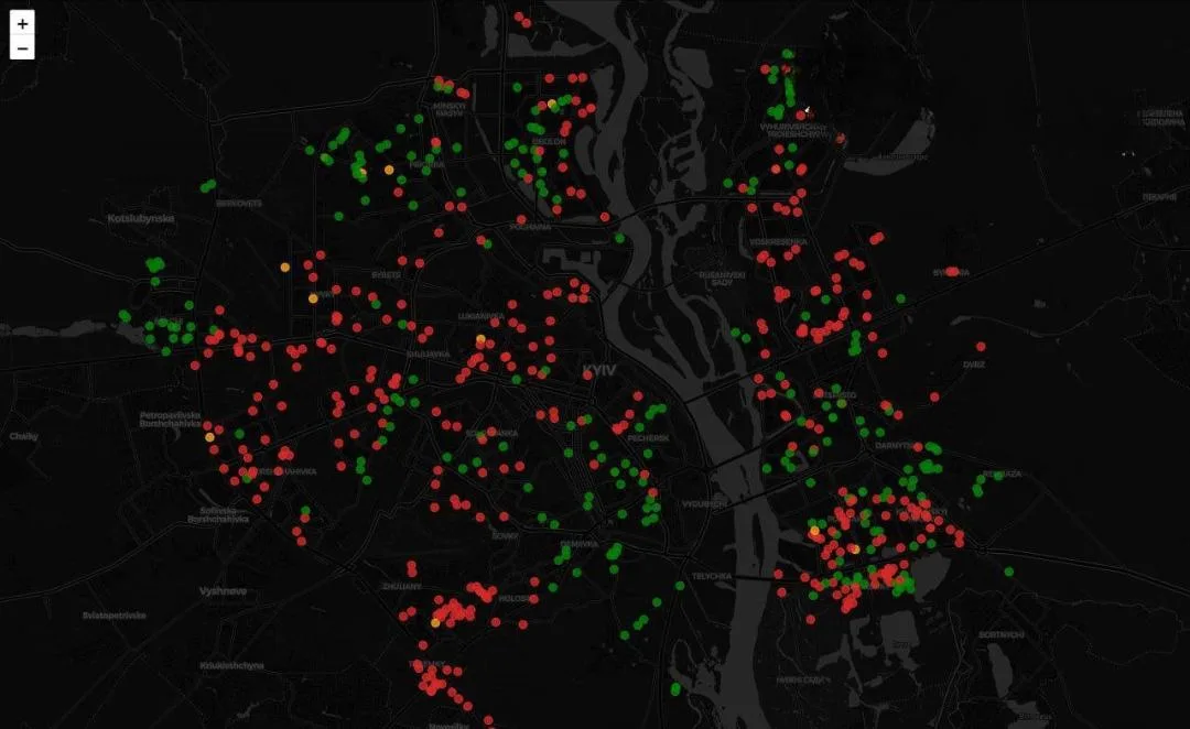 Карта отключений электричества в Киеве после ударов