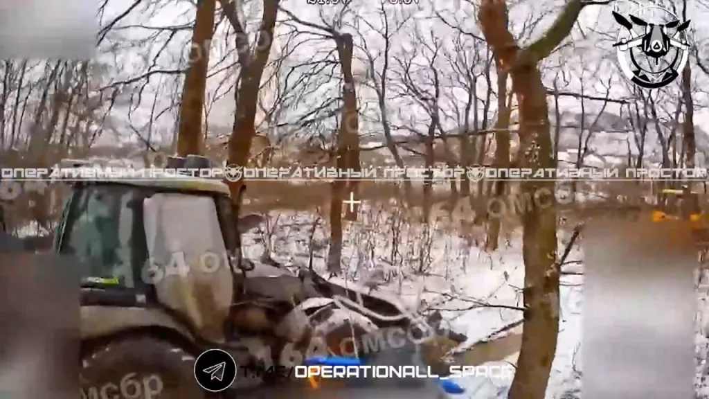 Работа по украинской инженерной технике на Красно-Лиманском направлении