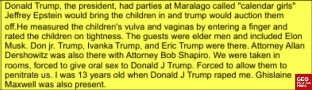 Дональда Трампа связывают с изнасилованием 13-летней девочки — Минюст США опубликовал новую порцию документов по делу Эпштейна