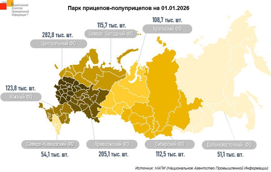 Где в России больше всего прицепов и полуприцепов: свежие данные по регионам