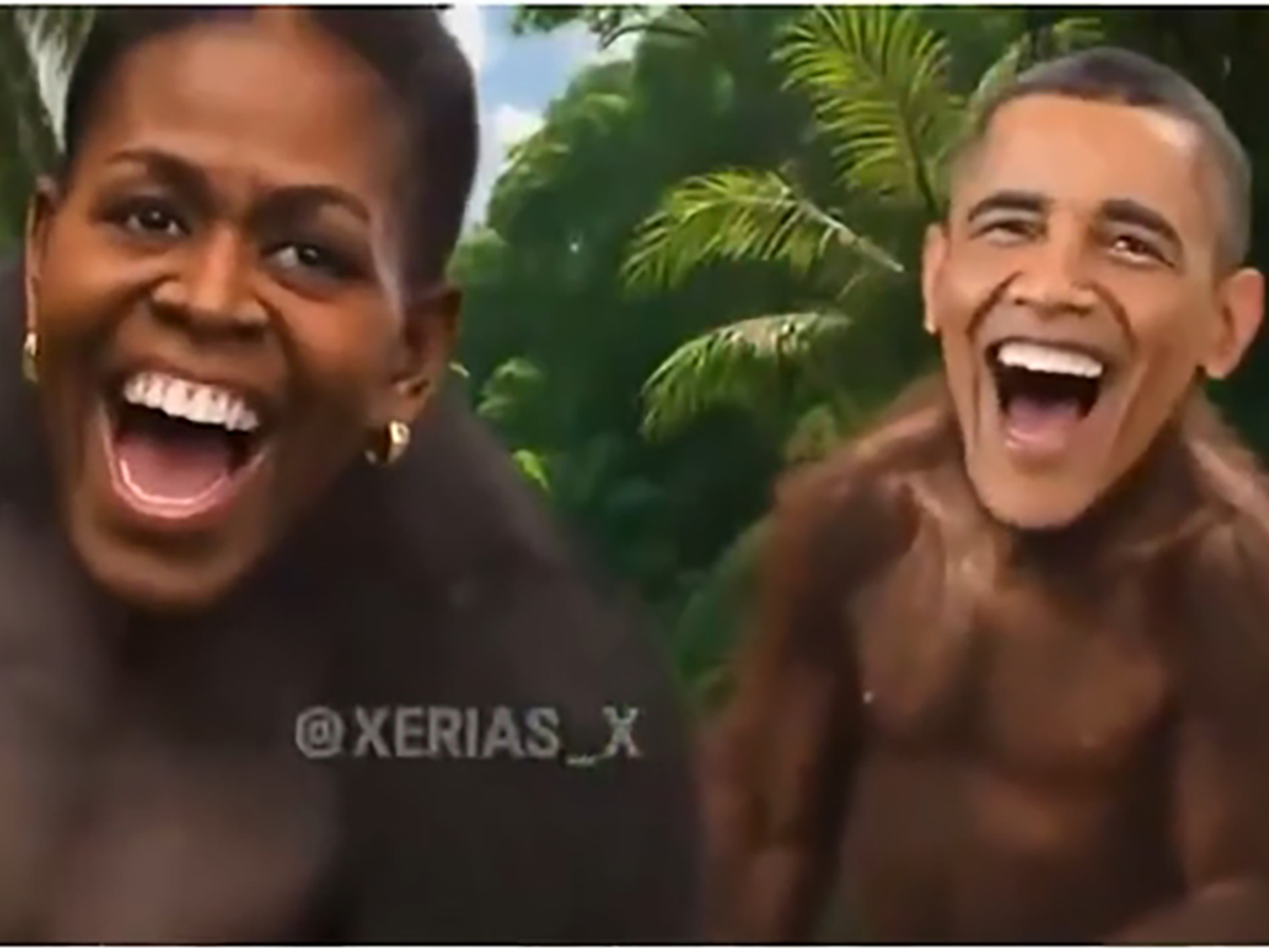 Запись с Обамой в образе обезьяны в аккаунте Трампа вызвала скандал0