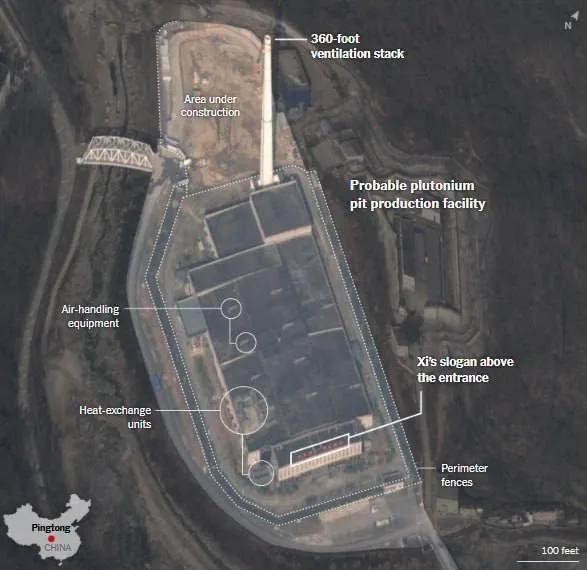 Новые спутниковые снимки, опубликованные New York Times, показывают резкое ускорение в развитии ядерной программы Китая