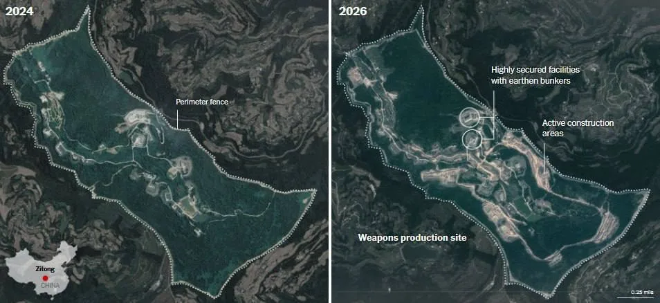Новые спутниковые снимки, опубликованные New York Times, показывают резкое ускорение в развитии ядерной программы Китая