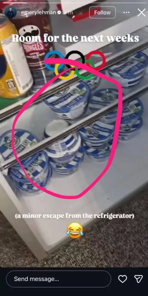 Эмери Леман — член американской сборной по конькобежному спорту засветил русские йогурты на Олимпиаде