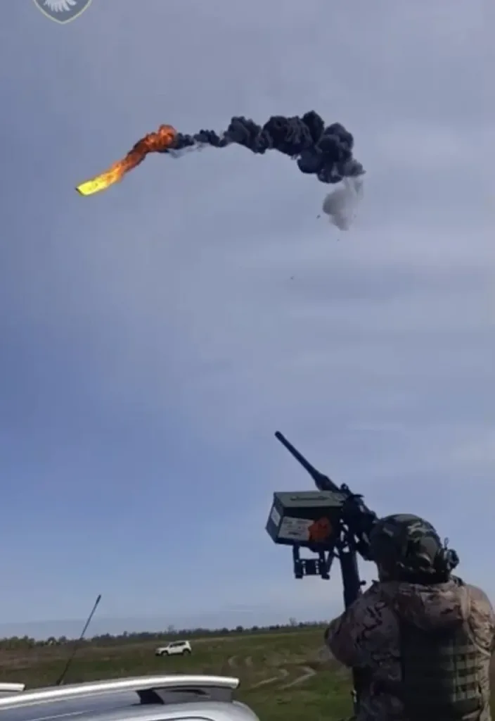 Сбитие "Герани-2" огнем 12,7-мм пулемета M2 Browning украинской мобильной группы ПВО