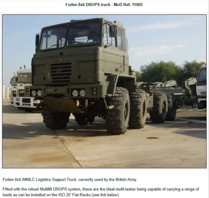 Бывший британский грузовик Foden 8x6 Carrier с системой DROPS Multilift замечен на вооружении ВСУ