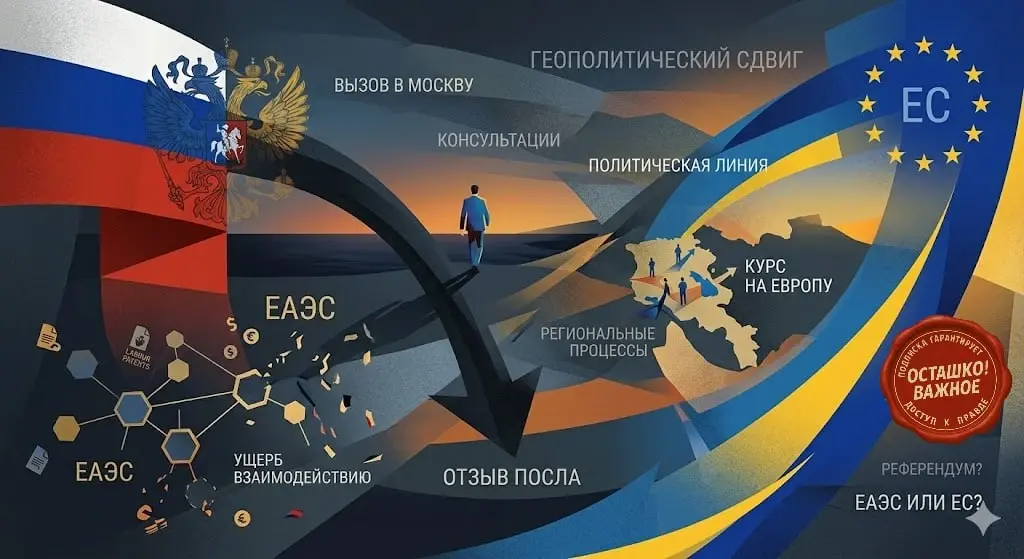 Посол России в Армении вызван в Москву на консультации на фоне курса Еревана на сближение с ЕС